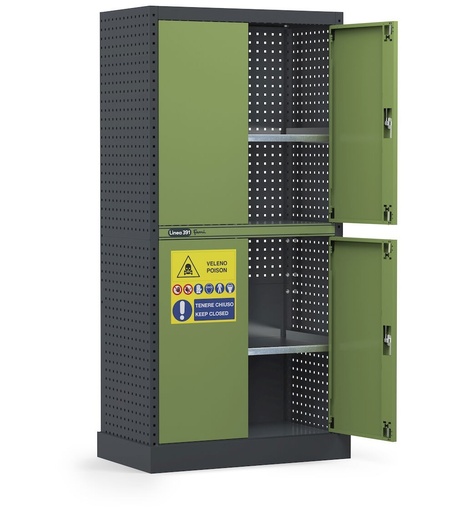 Cabinet for plant protection products, pesticides and chemicals with external leak-proof sump, W944 x D540 x H1900 mm