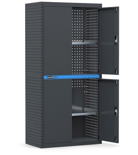 Workshop and industrial cabinet with hinged doors, W912 x D496 x H1900 mm