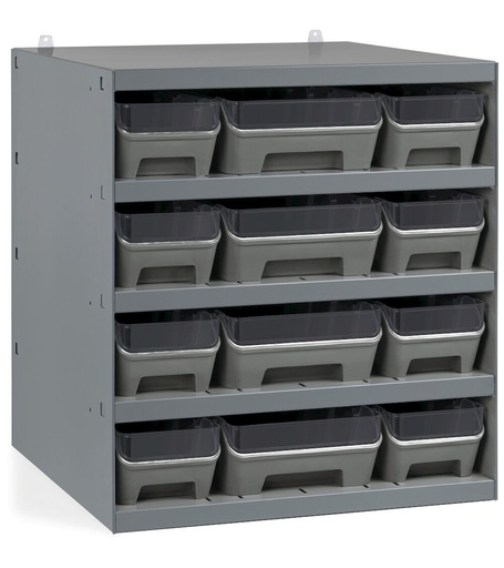 Rayonnage avec 12 bacs RK Box Air avec séparateurs et façades